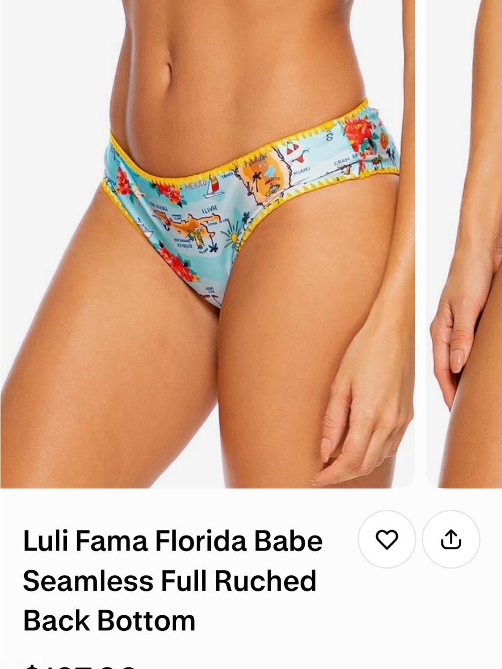 Luli Fama Aqua Tropical Bikini Bottom with Yellow Trim